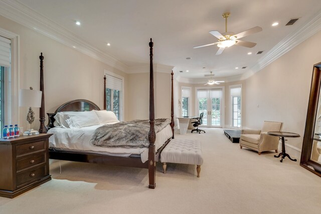 3899 W Millers Bridge Rd, Tallahassee, FL 32312 - carpeted bedroom featuring ornamental molding and recessed lighting