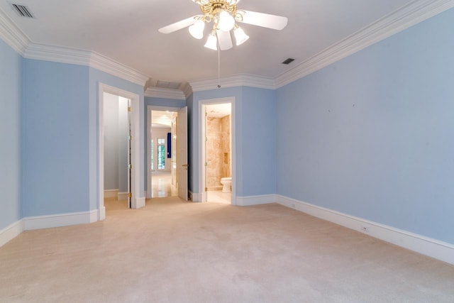 3899 W Millers Bridge Rd, Tallahassee, FL 32312 - carpeted spare room with ornamental molding and a ceiling fan