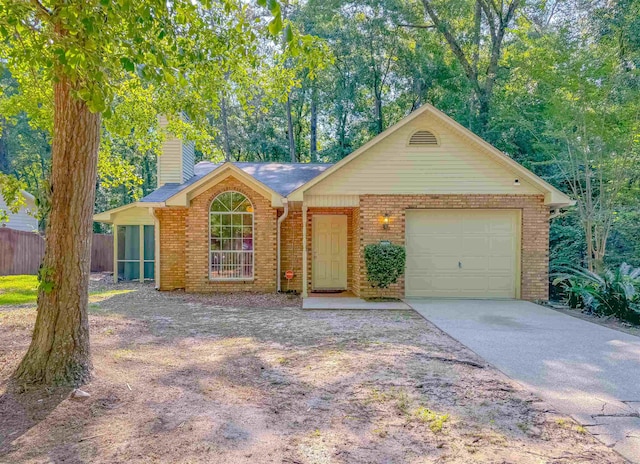 single story home with a garage