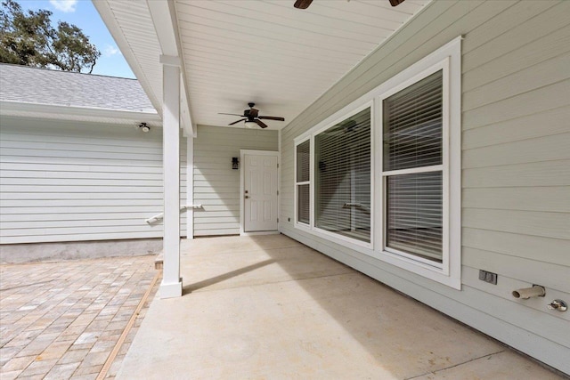 view of patio / terrace with ceiling fan