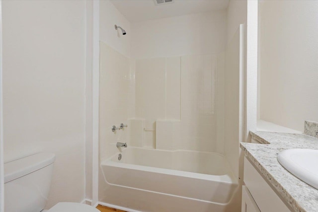 full bathroom featuring vanity, toilet, and shower / bath combination