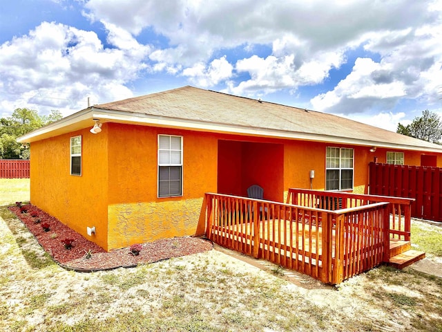 3180 N Ridge Rd -, Unit Tallahassee, FL 32305 - rear view of property featuring fence, stucco siding, and a deck