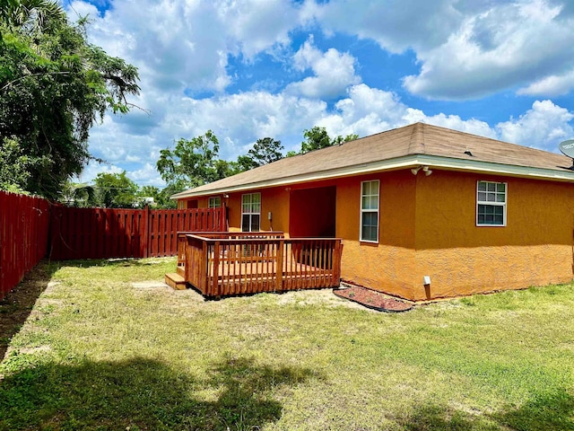 3180 N Ridge Rd -, Unit Tallahassee, FL 32305 - rear view of property with a yard, a deck, a fenced backyard, and stucco siding
