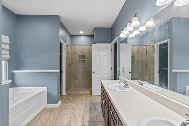 1094 Paul Thompson Rd, Monticello, FL 32344 - bathroom with a stall shower, a bath, double vanity, and marble finish flooring