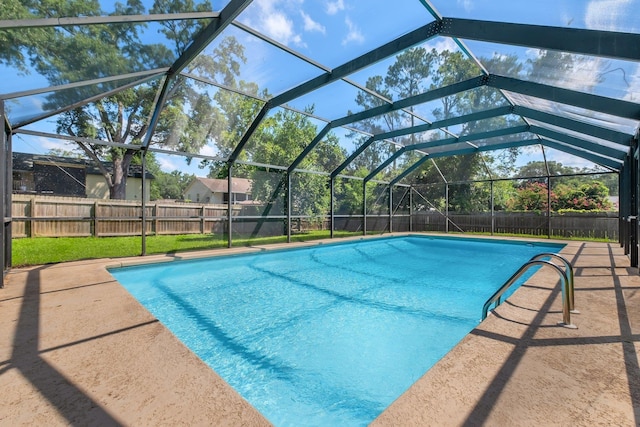 4054 Mcleod Dr, Tallahassee, FL 32303 - view of pool featuring a fenced backyard, glass enclosure, and a patio area
