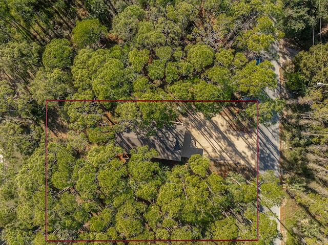 bird's eye view featuring a view of trees