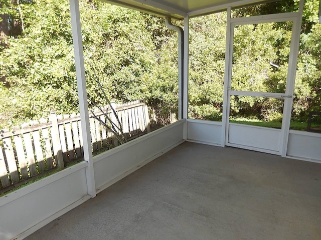 view of unfurnished sunroom