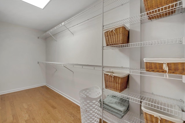 walk in closet featuring wood-type flooring