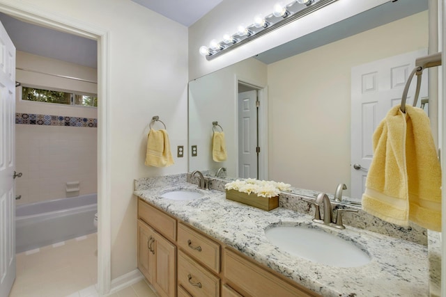 bathroom with tile patterned floors and vanity