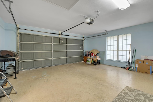 garage with a garage door opener