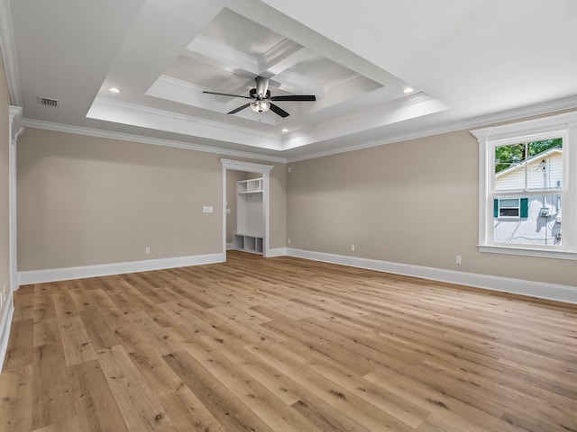 42 Duane Dr, Crawfordville, FL 32327 - spare room featuring crown molding, light wood-style flooring, a ceiling fan, recessed lighting, and a raised ceiling