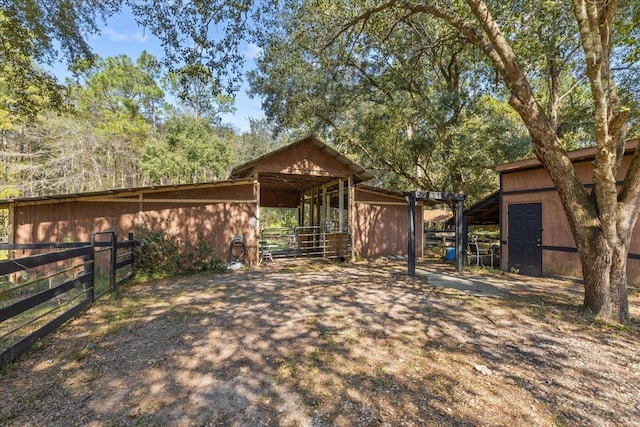 exterior space featuring an outbuilding