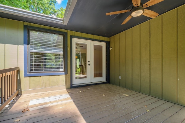 6427 Count Turf Trl, Tallahassee, FL 32309 - wooden deck with french doors and ceiling fan