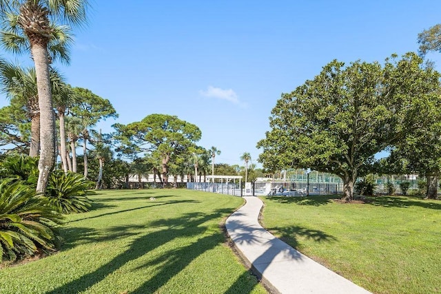 view of community with a lawn