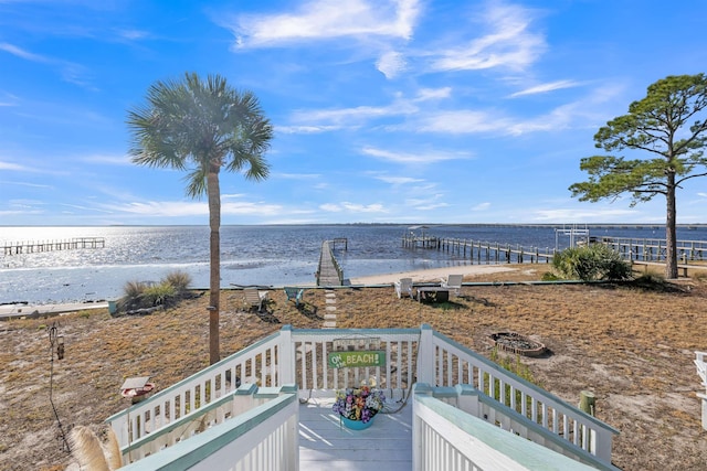 view of water feature featuring a view of the beach