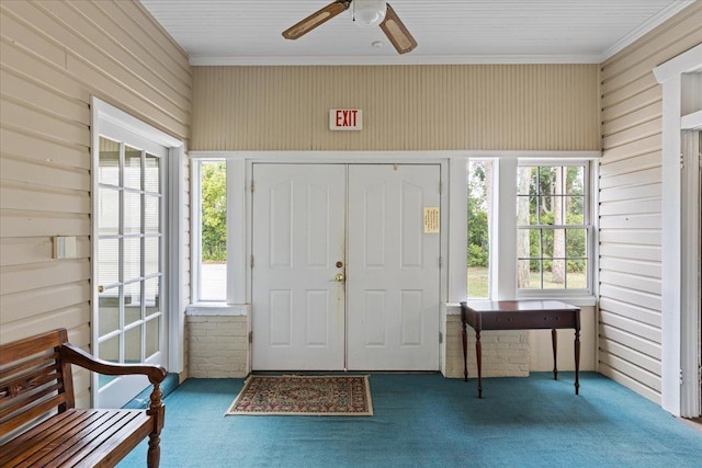 315 W Green St, Perry, FL 32347 - entryway featuring carpet flooring, ceiling fan, and healthy amount of natural light