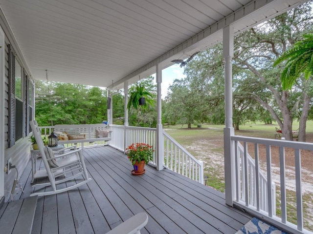 deck with covered porch