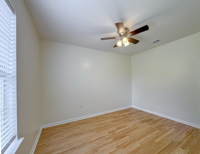 804 Medical Commons Ct, Tallahassee, FL 32310 - empty room featuring baseboards, visible vents, light wood-type flooring, and a ceiling fan