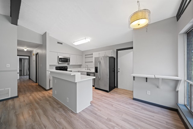 2401 Hideaway Ct, Tallahassee, FL 32303 - kitchen with white cabinetry, appliances with stainless steel finishes, visible vents, and light countertops