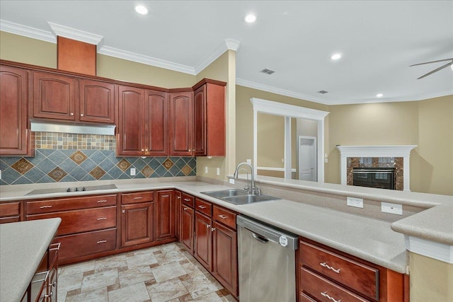 5127 Wild Rose Way, Tallahassee, FL 32312 - kitchen with dishwasher, light countertops, decorative backsplash, ceiling fan, and recessed lighting