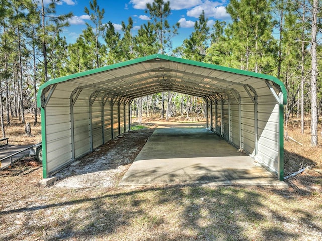 view of parking / parking lot featuring a carport