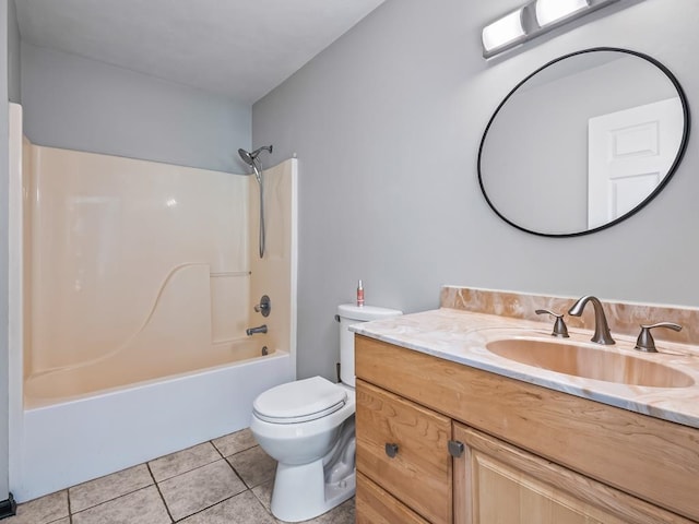 full bathroom with tile patterned floors, vanity, shower / bathing tub combination, and toilet