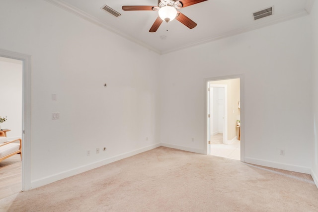 3283 Gramercy Pl, Tallahassee, FL 32308 - unfurnished room with crown molding, a ceiling fan, and light colored carpet