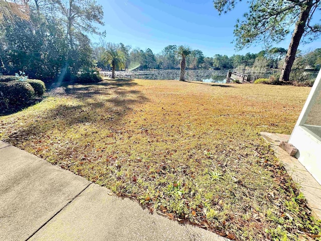 view of yard featuring a water view