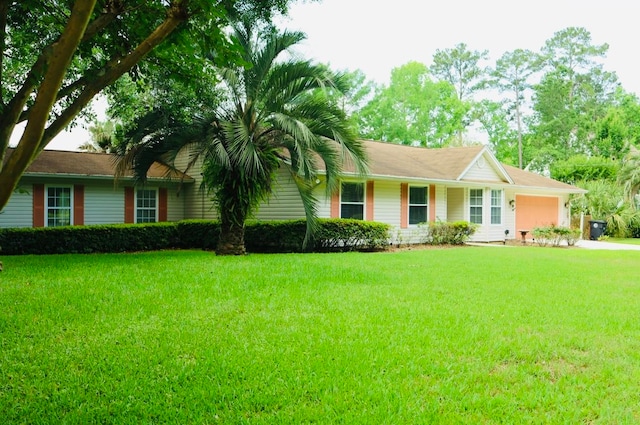 ranch-style house with a front lawn