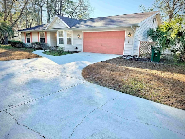 single story home with a garage