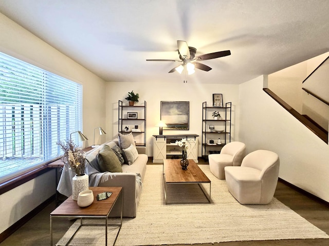 2840 Blair Stone Ct, Tallahassee, FL 32301 - living area featuring ceiling fan and wood finished floors