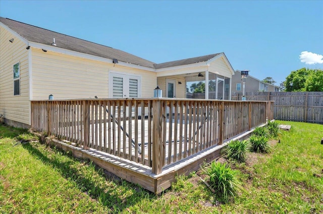 3974 Paeonia Ct, Tallahassee, FL 32305 - rear view of house with ceiling fan and a wooden deck
