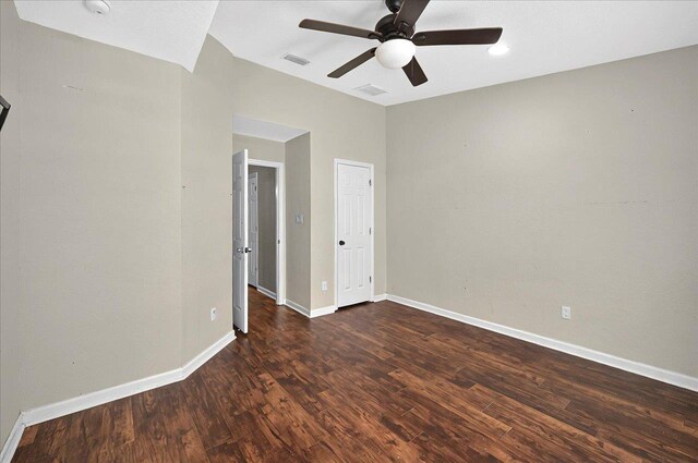 3974 Paeonia Ct, Tallahassee, FL 32305 - empty room featuring ceiling fan, dark wood finished floors, and baseboards