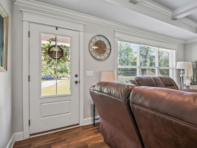 103 Pan Cera Dr, Crawfordville, FL 32327 - living room featuring crown molding and dark wood finished floors