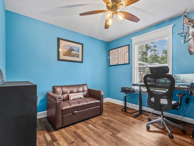 103 Pan Cera Dr, Crawfordville, FL 32327 - office with wood finished floors and ceiling fan