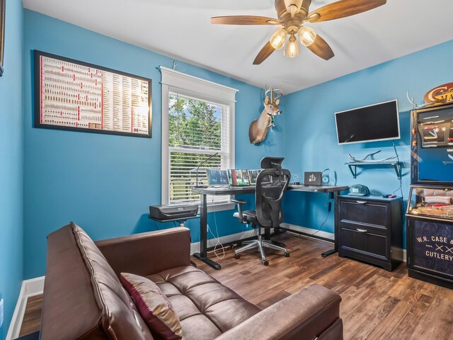 103 Pan Cera Dr, Crawfordville, FL 32327 - office with wood finished floors and ceiling fan