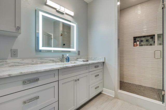 2605 Antietam Trl, Tallahassee, FL 32312 - bathroom featuring a stall shower and vanity