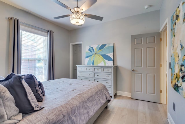 2605 Antietam Trl, Tallahassee, FL 32312 - bedroom with light wood-style flooring, baseboards, and ceiling fan
