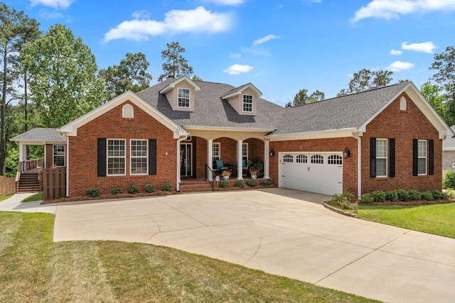 2605 Antietam Trl, Tallahassee, FL 32312 - traditional-style house with concrete driveway, a porch, brick siding, a garage, and a front lawn