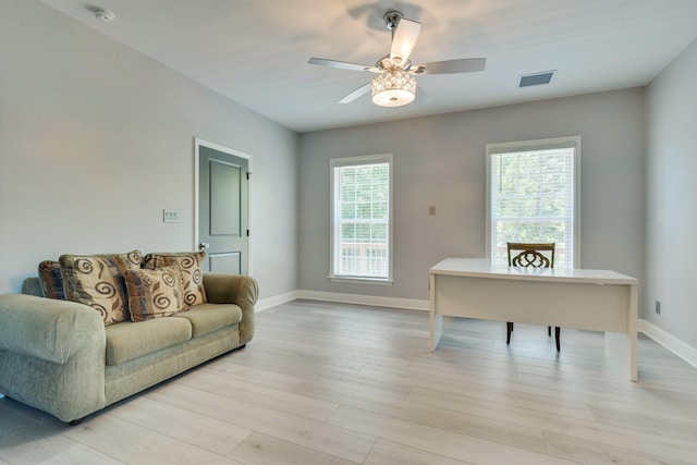 2605 Antietam Trl, Tallahassee, FL 32312 - office space with light wood-style flooring, ceiling fan, and baseboards