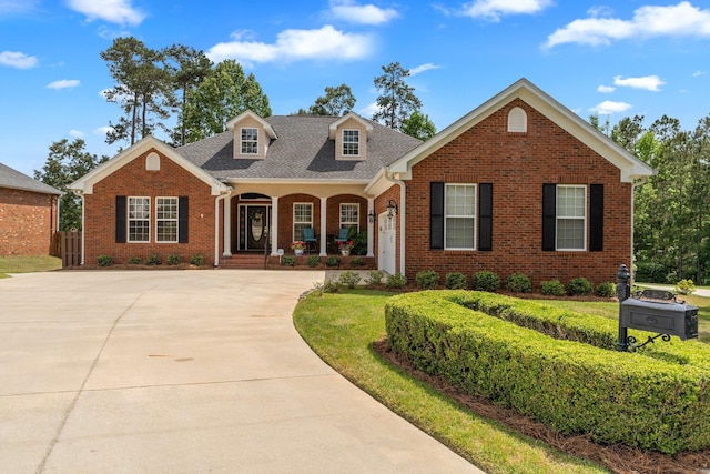 2605 Antietam Trl, Tallahassee, FL 32312 - view of front of home with brick siding, driveway, a shingled roof, and covered porch