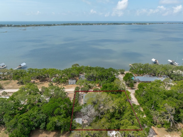627 Mariner Cir, Alligator Point, FL 32346 - aerial view of property's location with property boundaries highlighted and a nearby body of water