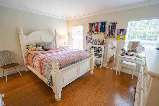 3204 Gallant Fox Trl, Tallahassee, FL 32309 - bedroom featuring wood finished floors, crown molding, multiple windows, and baseboards