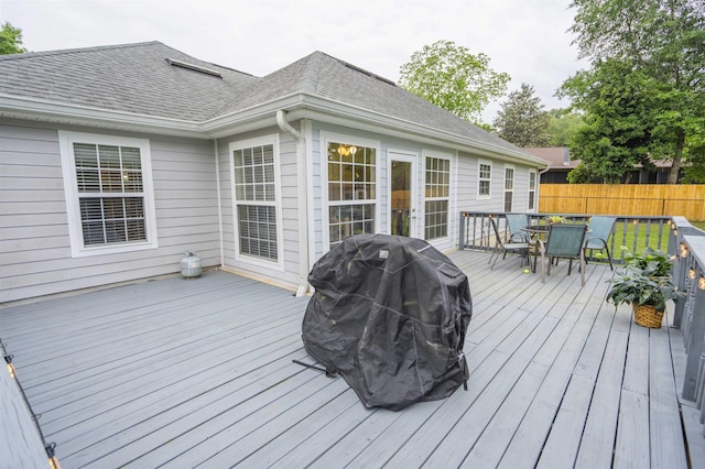 3204 Gallant Fox Trl, Tallahassee, FL 32309 - deck featuring outdoor dining area, fence, area for grilling, and a fire pit