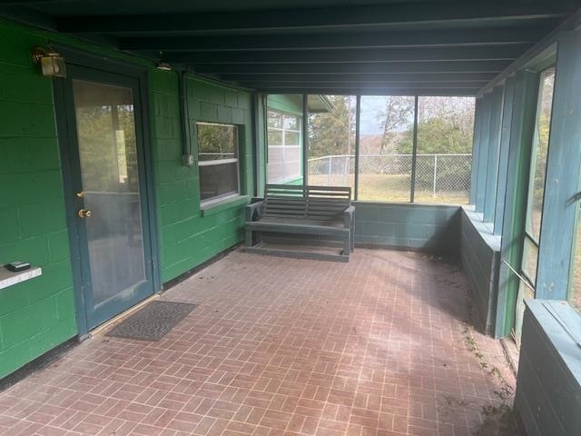 view of unfurnished sunroom