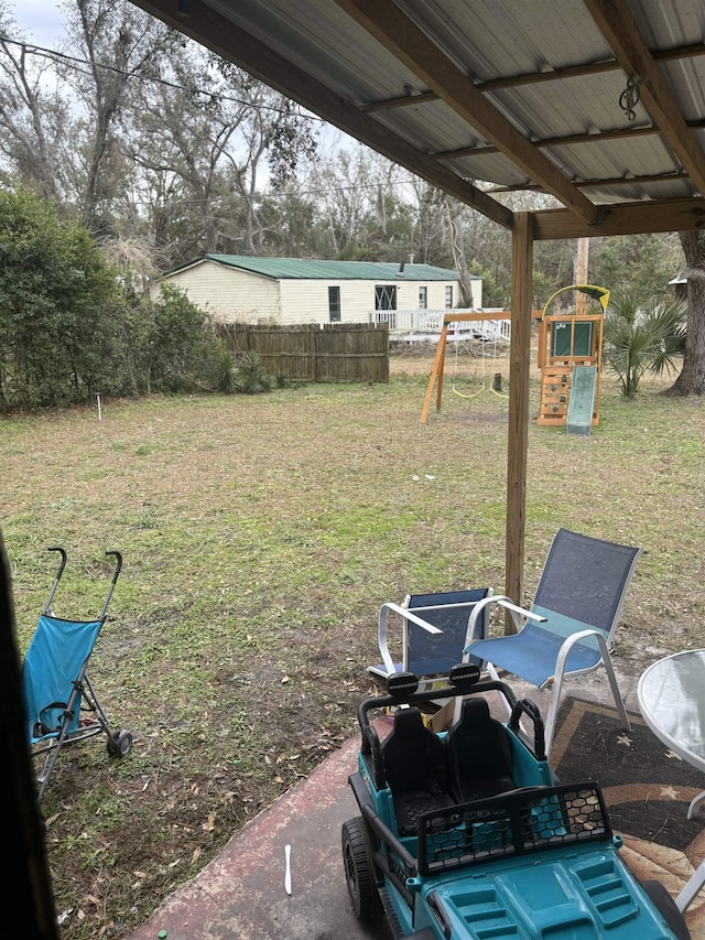 view of yard with a playground