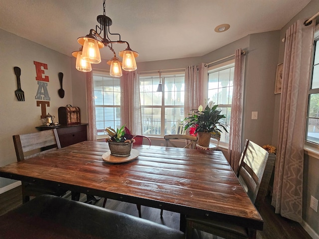 dining area featuring dark hardwood / wood-style floors