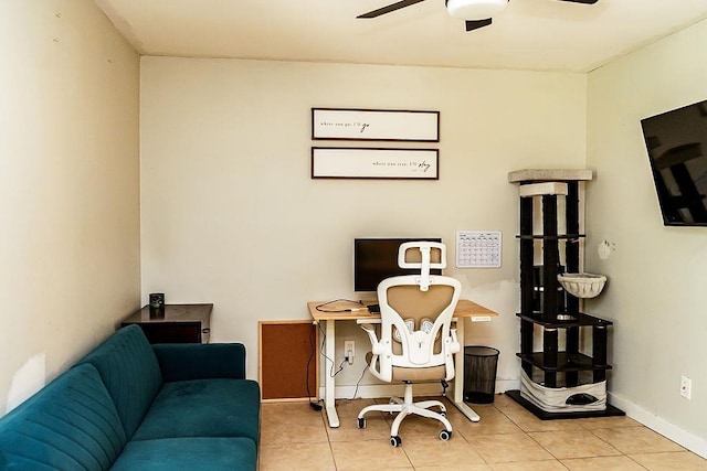 1839 Meriadoc Rd, Tallahassee, FL 32303 - tiled office space featuring ceiling fan and baseboards