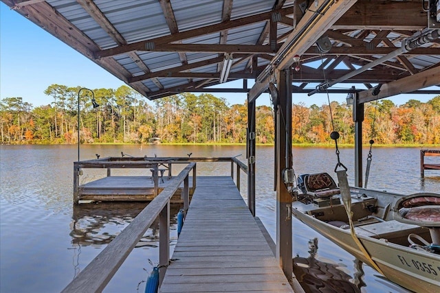 view of dock featuring a water view