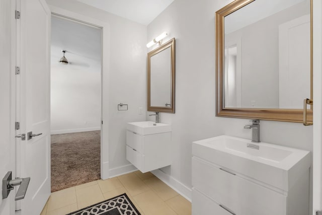 bathroom with vanity and tile patterned floors